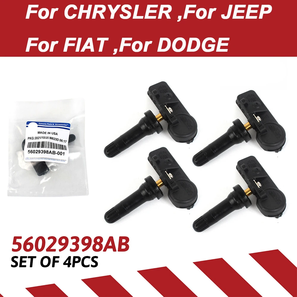 

4PCS 56029398AB For Mopar+Original Pack 68241067AB 68241067AA 433MHZ Car TPMS Tire Pressure Sensor For Dodge Chrysler Jeep Fiat