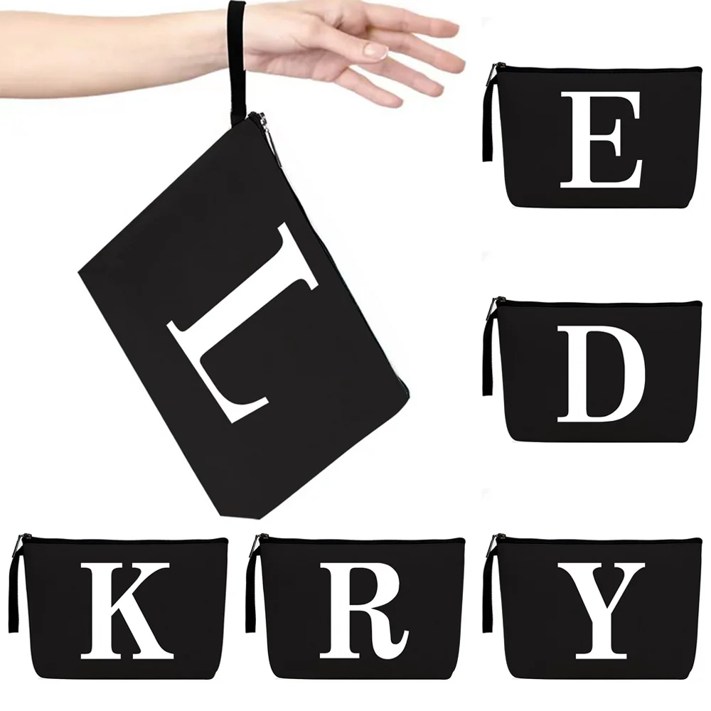 

Girl Makeup Bag White Letter Pattern Classic Toiletries Organizer Bag New Pouches for Travel Bags Pouch Women's Cosmetic Handbag