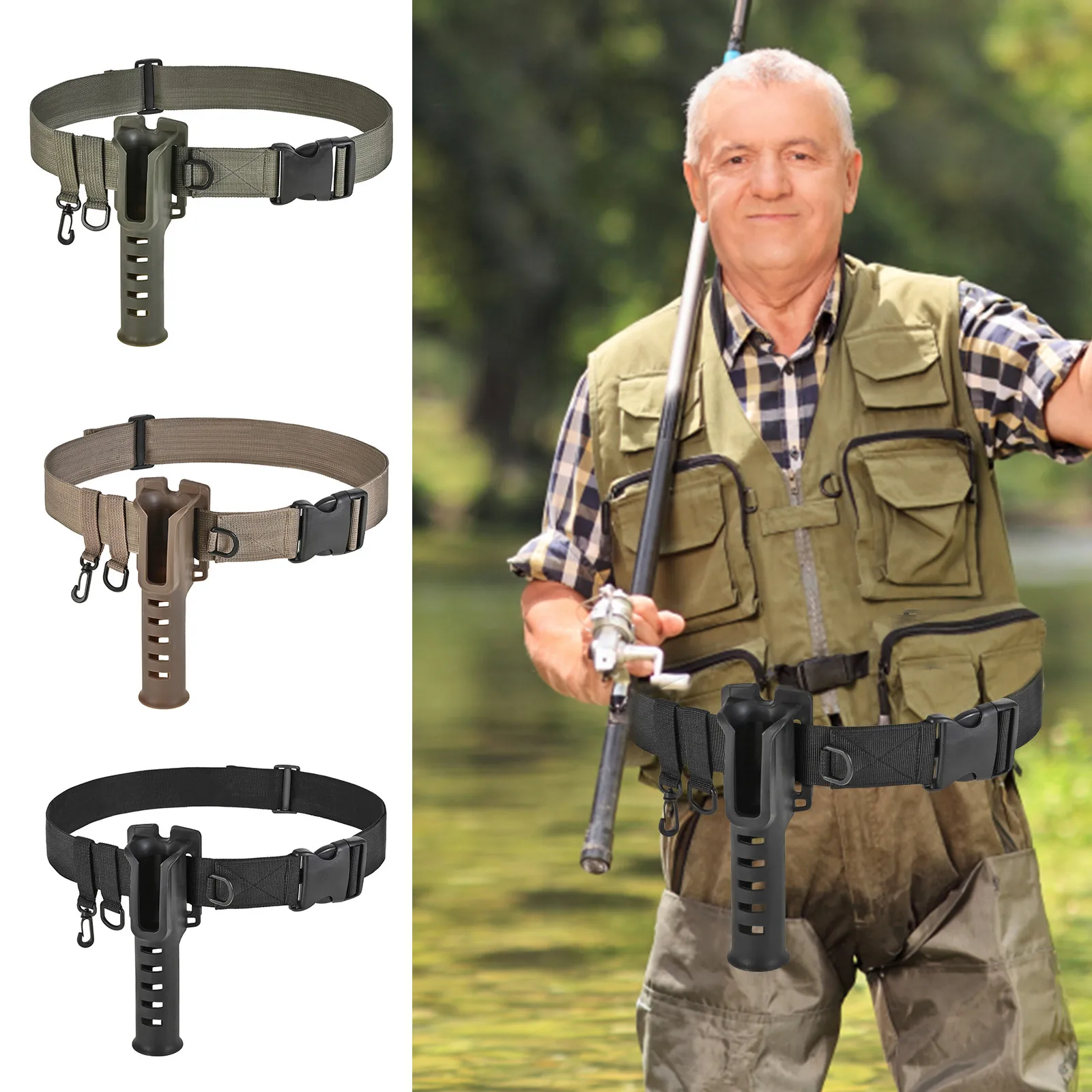 

Waist Rod Holders Belt Portable Fishing Rod Pole Inserter Adjustable Fishing Bracket Belt Waist Rack Accessories Goods Carp