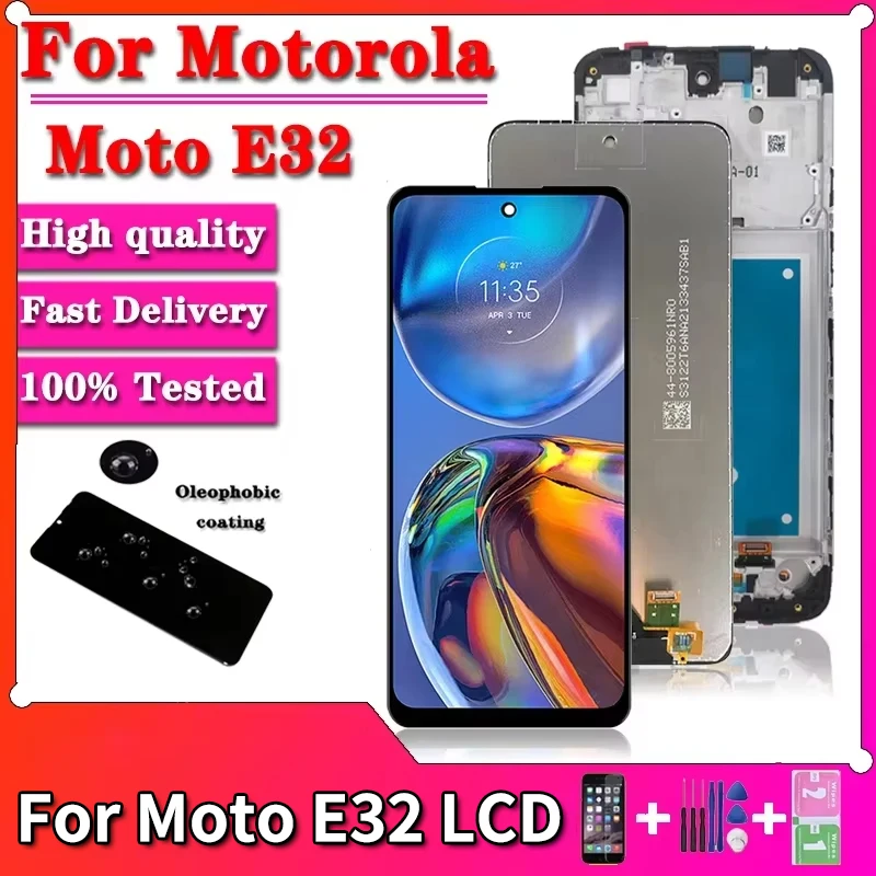 100% тест для Motorola Moto E32 ЖК-дисплей сенсорный экран дигитайзер в сборе с рамкой