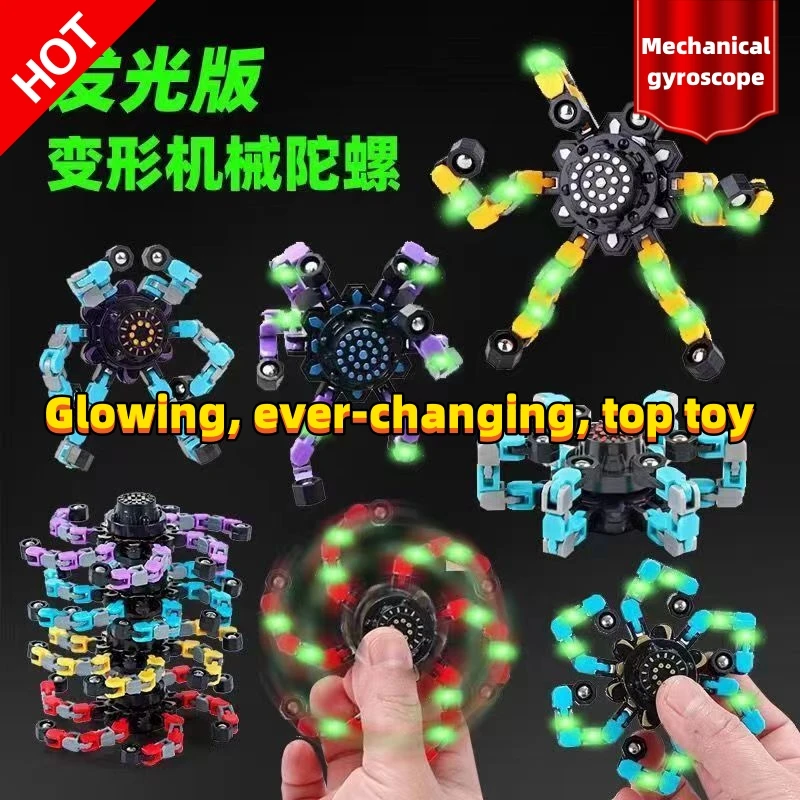 Enlarge Fidget Spinner Luminous Deformation Decompression Gyro Chain Rotation Can Decompress Stress Relief Toy festival Kids gifts Toys