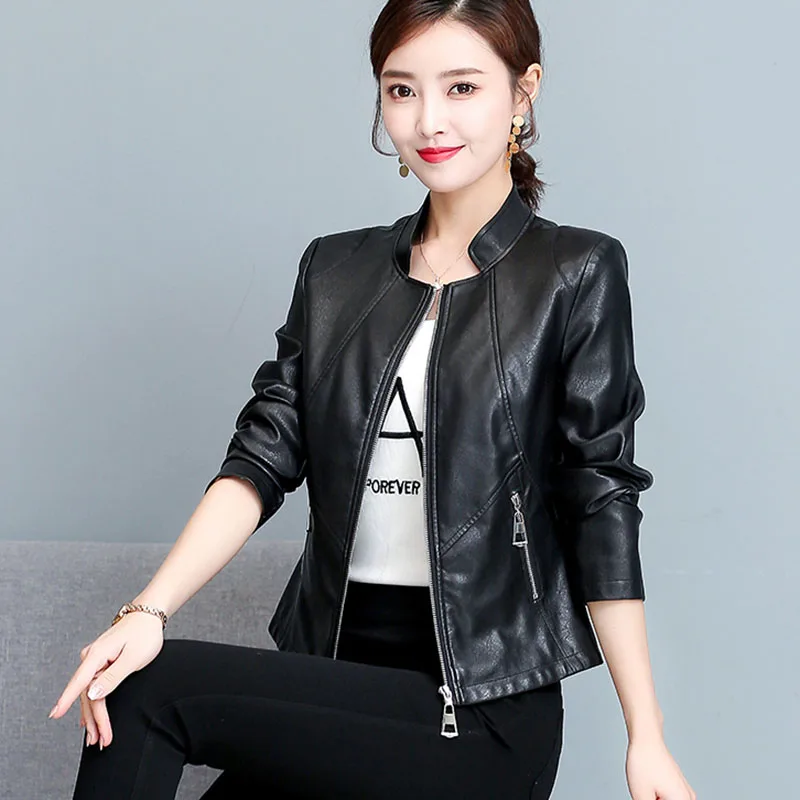 2023 Autumn Winter New Fashion Real Leather Slim Women's Coat High Quality Sheep Skin Temperament Short Women Leather Coat Y96