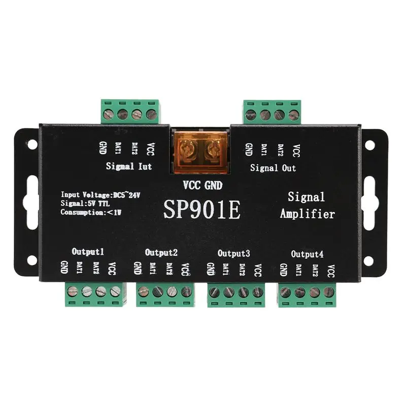 Фото Усилитель-повторитель сигнала SPI 4X SP901E для светодиодных пикселей WS2812B, WS2811, WS2813, SK6812, WS2815, WS2801, SK9822 и других RGB-светодиодов AT36 №5