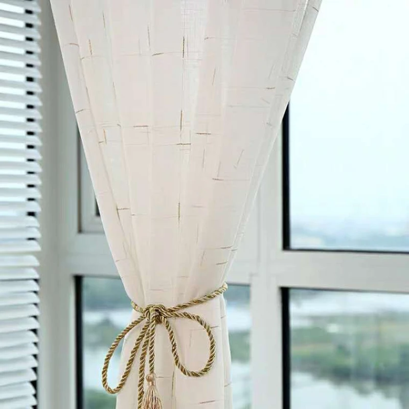 

Gold Grid Silver Grid Curtains Cotton and Linen Curtains Flame Retardant Partition Curtain Translucent Curtain Can Be Customized