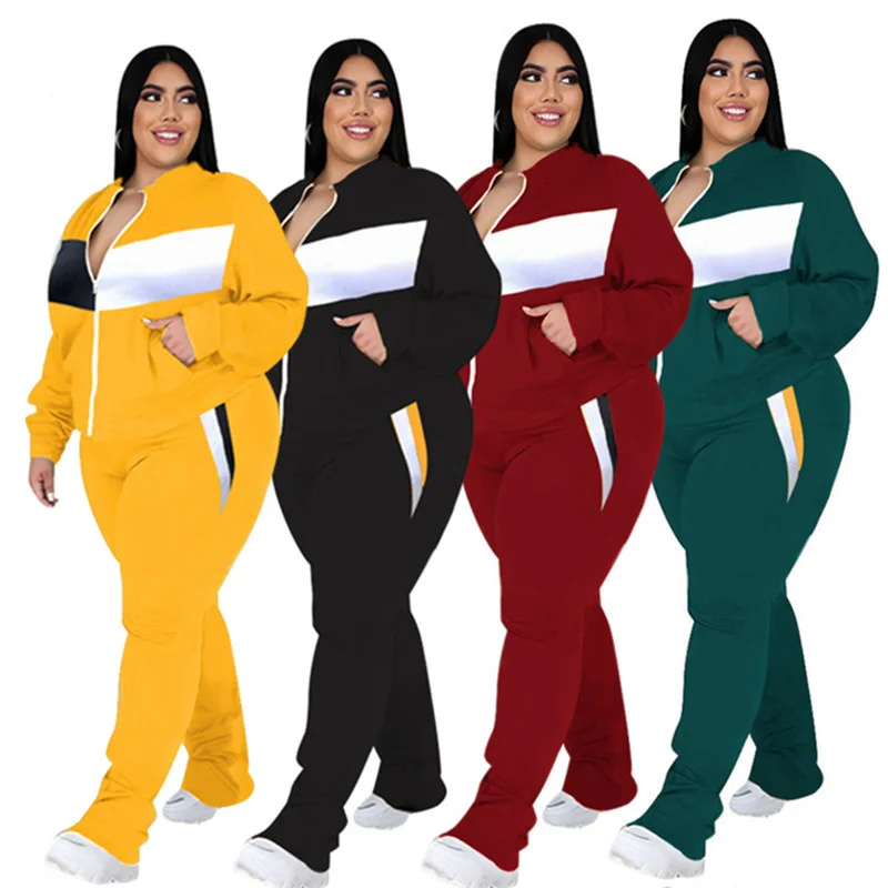 

Plus size Clothing Tracksuit Two Piece Set 5XL Sweatsuit Women Coat and Sweatpants Sport New Jogging Suit Wholesale Dropshipping
