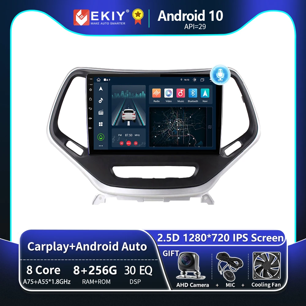 

EKIY T8 для Jeep Cherokee 5 KL 2014 2015 2016 2017 2018 Автомобильный радиоприемник Мультимедийный видеоплеер Навигация GPS Стерео Android Автомобильный Беспроводной CarPlay No 2 DIN DVD Головное устройство