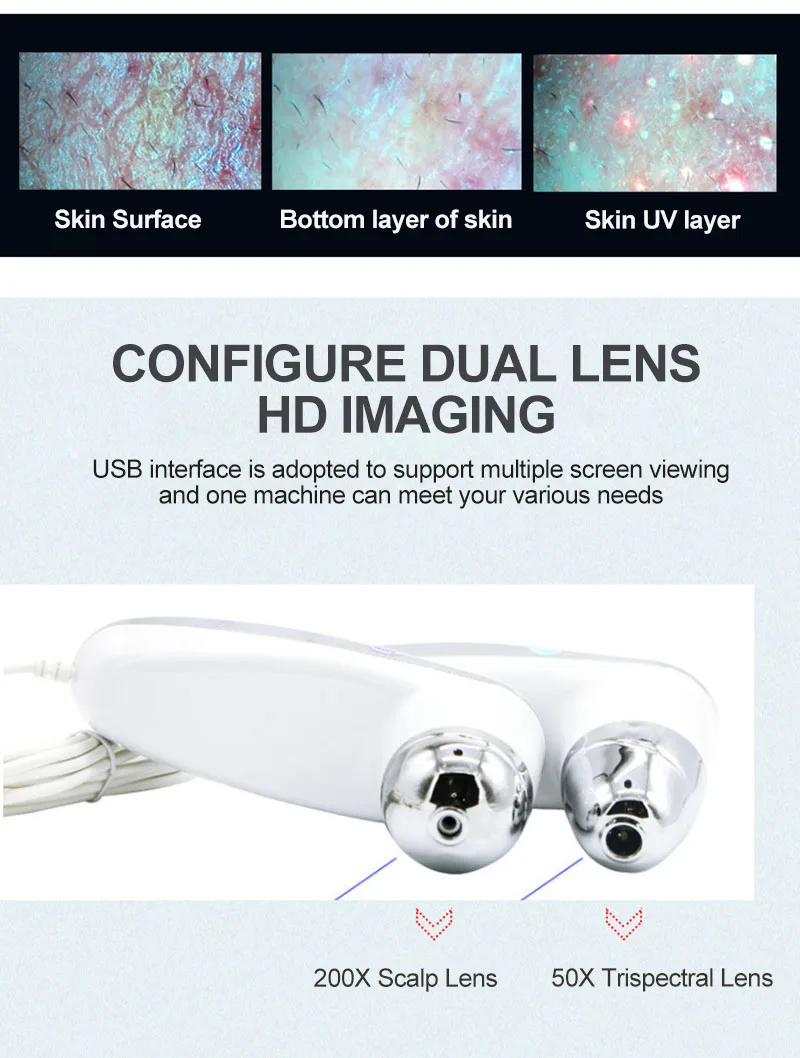 Профессиональный детектор волос на коже волосяной фолликул кожи головы влага