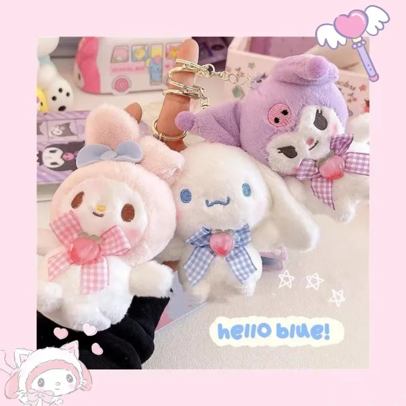 

Sanrio Cute Kuromi Charm Keychain Plush Toy Cinnamoroll Cartoon Figure Doll Doll My Melody Backpack Charm