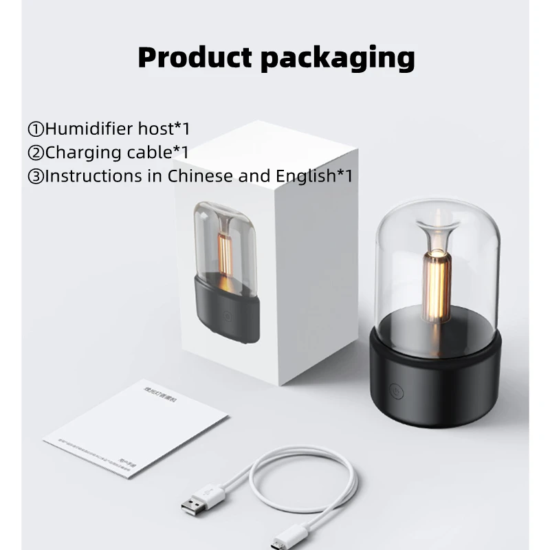 Simulated Candlelight Air Humidifier USB Aromatherapy Humidifiers Diffusers Make Fog 8-12 Hours Diffuser Essential Oils Oil Home images - 6