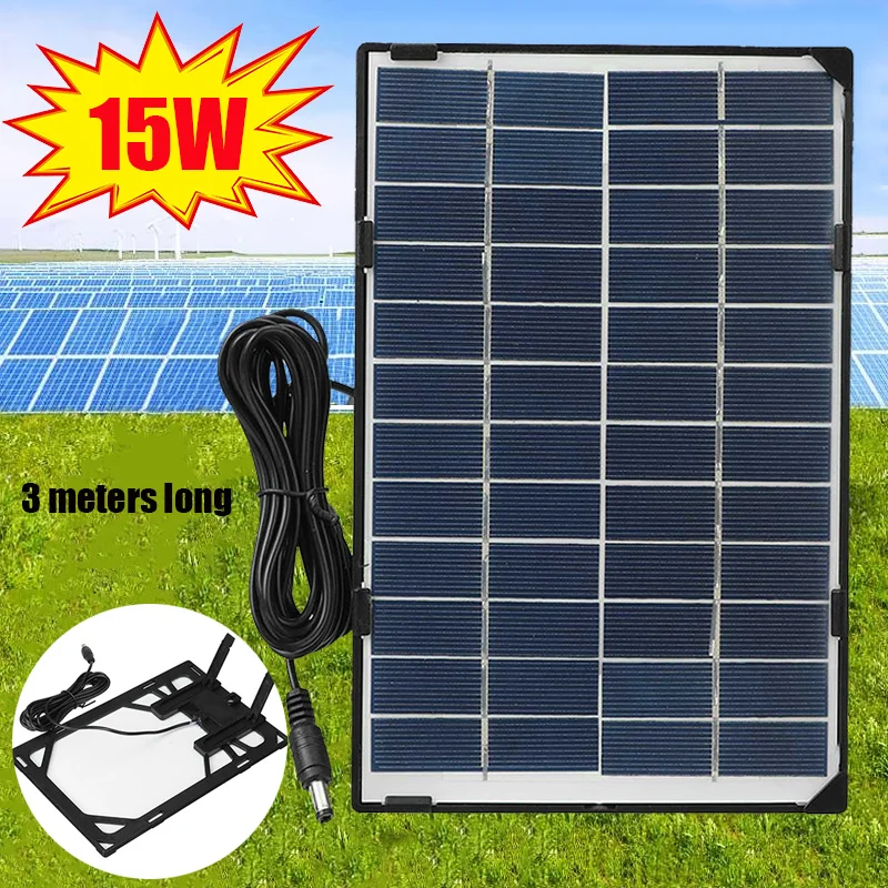 

15W 12V Polysilicon Solar Panel Charger Outdoor 3 Meters Cable for Light Camera Solar Power Home Improvement Solar Panel