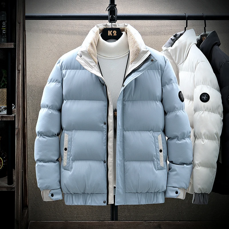 New Autumn and Winter Loose Teenager Cotton Jacket Solid Winter Cotton Jacket Male Student Warm Hooded Cotton Jacket