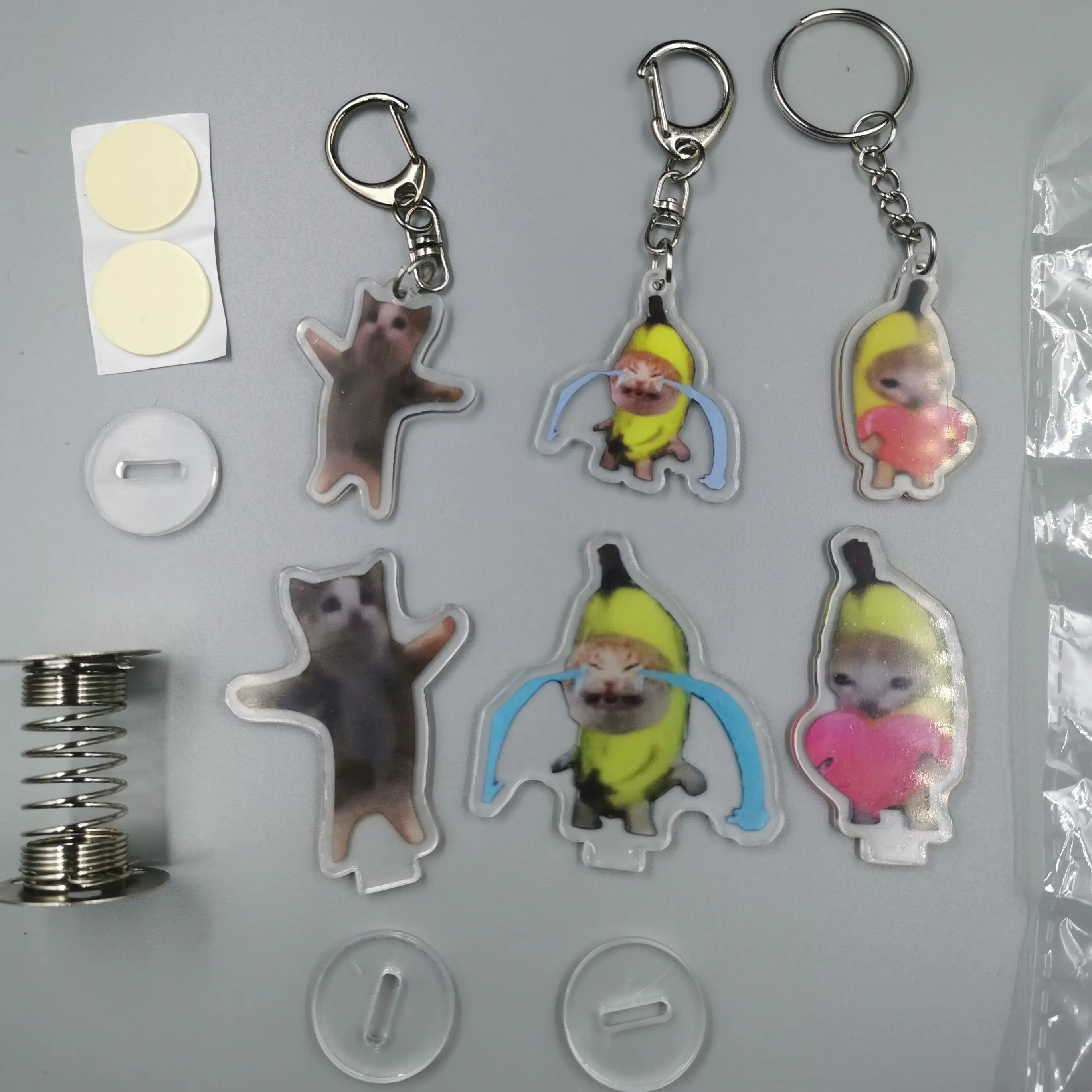 2023 New Fun Cute Happy Cat Banana Cat Pendant Car Key Chain Spring Model Car Decorated With Student Gifts