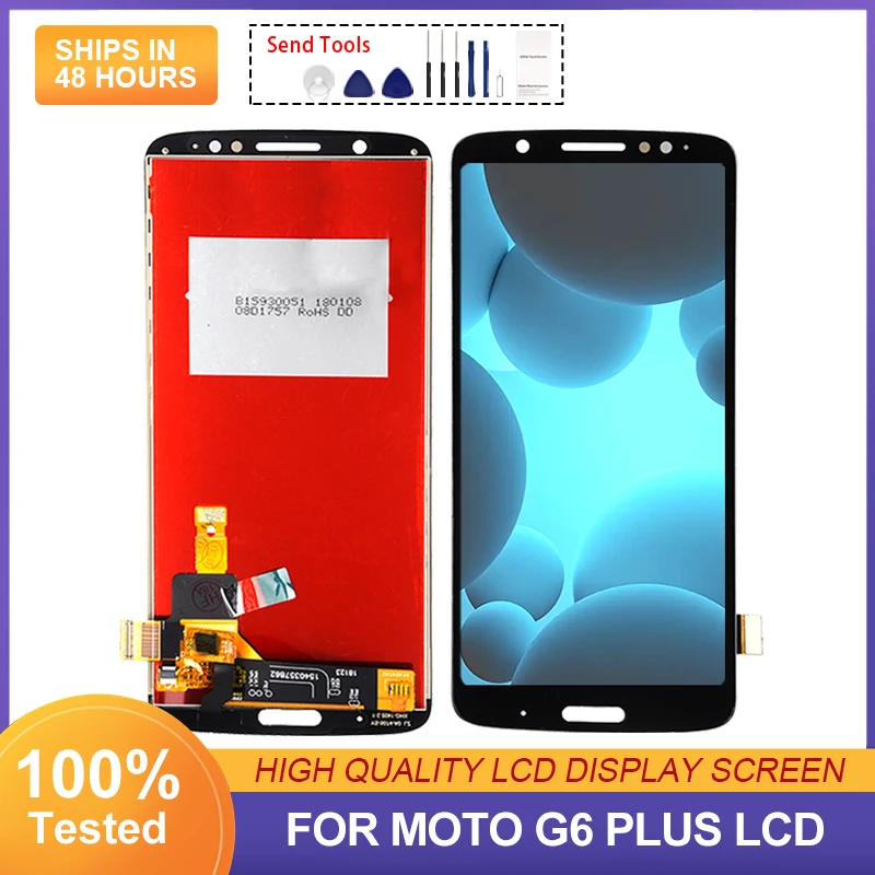 

ЖК-дисплей для Moto G6 Plus, 5,93 дюйма, сенсорная панель, стеклянный экран, дигитайзер в сборе, Замена с инструментами, бесплатная доставка
