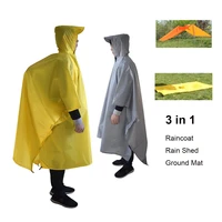 raincoat 3 in 1 hiking poncho waterproof outdoor camping hunting hiking rain shed mat awning shelter portable gear supplie