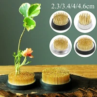 round flower fixed tools ikebana kenzan copper needle holder floral arrangement pin flower art rubber base holder