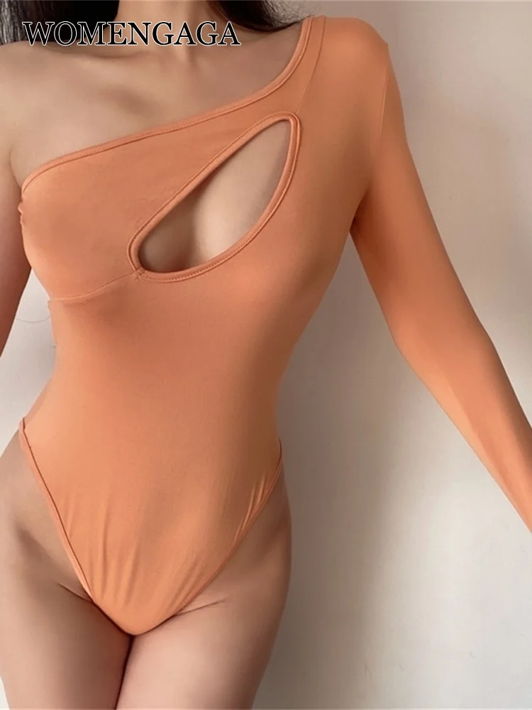 

Модное пикантное боди womпорайзер 2022 с вырезами и длинным рукавом однотонный Тонкий Топ Базовые Женские топы корейский боди красный комбине...