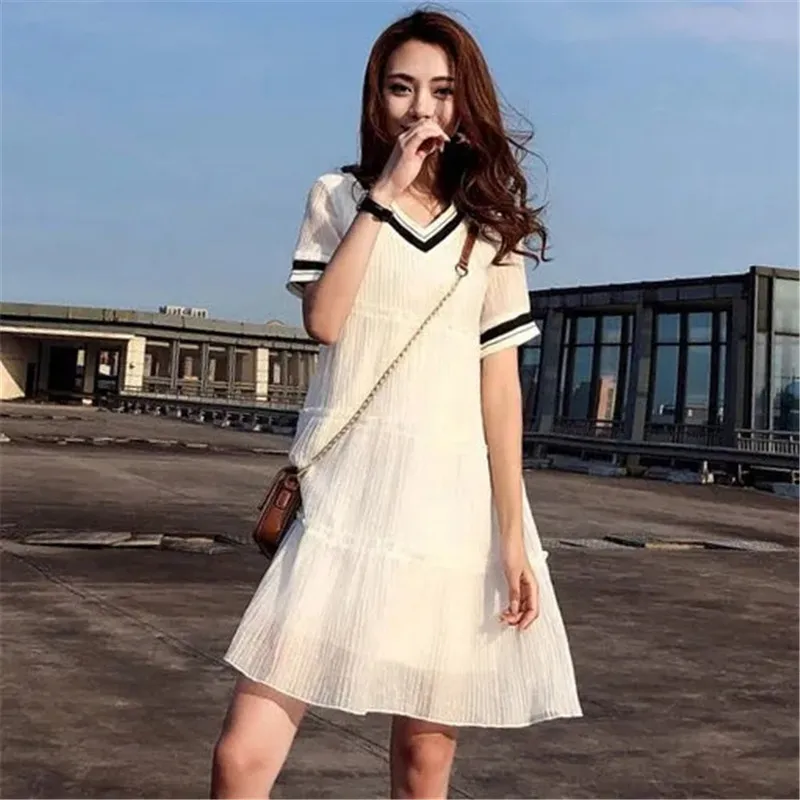 

Платье женское длинное шифоновое с V-образным вырезом и коротким рукавом