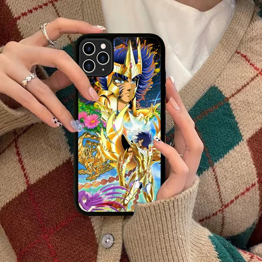 Saint Seiya Anime Black Phone Case Silicone PC+TPU For iPhone 11 12 13 14 15 16 Plus Pro Max Cover