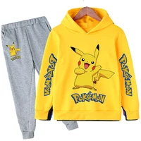2022children boys pikachu clothing set autumn children cartoon hoodies topslong pants 2pcs suit kids pokemon outfits 4 14 years