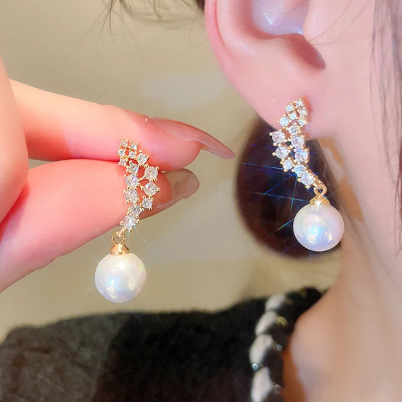 Висячие серьги CAOSHI с искусственным жемчугом для женщин ослепительные