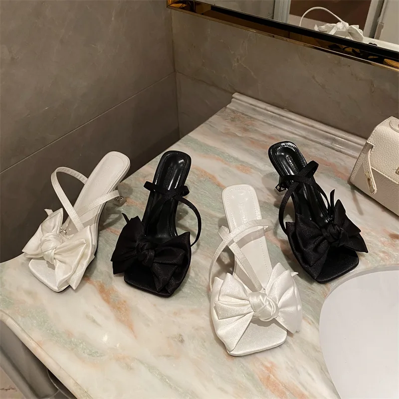 

Новинка 2022, женская обувь, модные сандалии на высоком квадратном каблуке с милым бантом