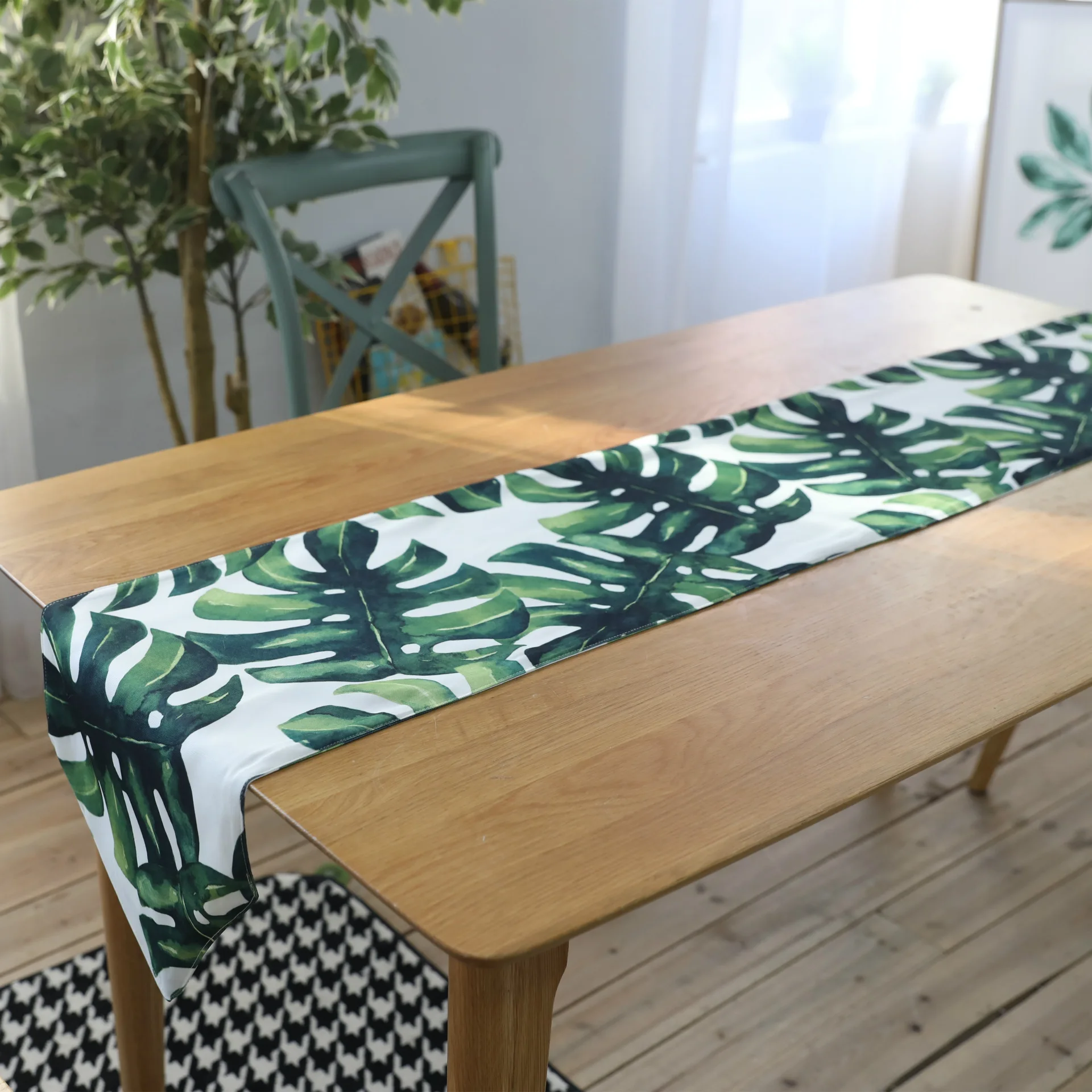 

Monstera Table Runner Print Table Runner Cotton Linen Table Runners with Tassels Dining Wedding Home Table Christmas Decoration