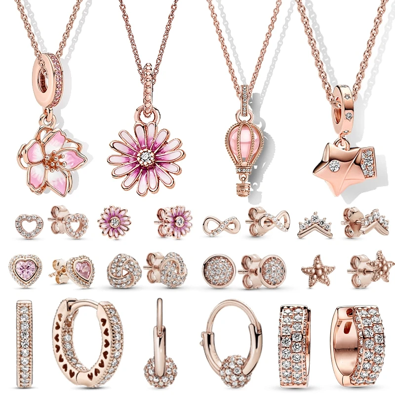 

Necklace And Earring Jewelry Set Rose Gold Luxury Elegant Women'S Original Holiday Gift Branded Best Selling New In Wholesale