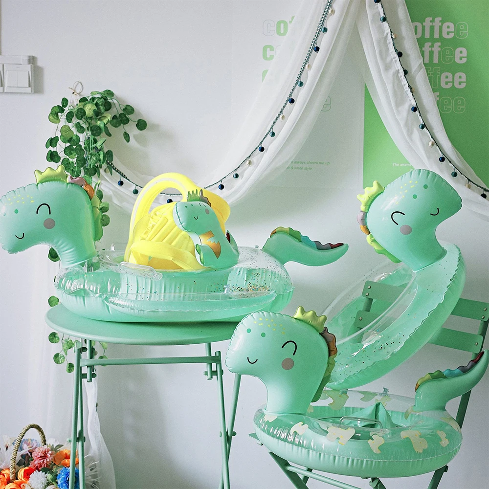 

Baby Inflatable Swim Ring Transparent Shape Sitting Pockets Float Ring Water Toys Soft Material Easy to Use MC889