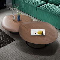 luxurious and minimalist walnut tea table modern simple round creative tea table living room combination