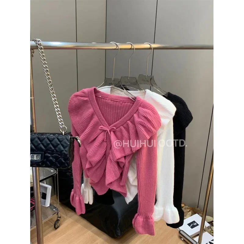 Женский свитер с длинным рукавом вязаный Топ во французском стиле