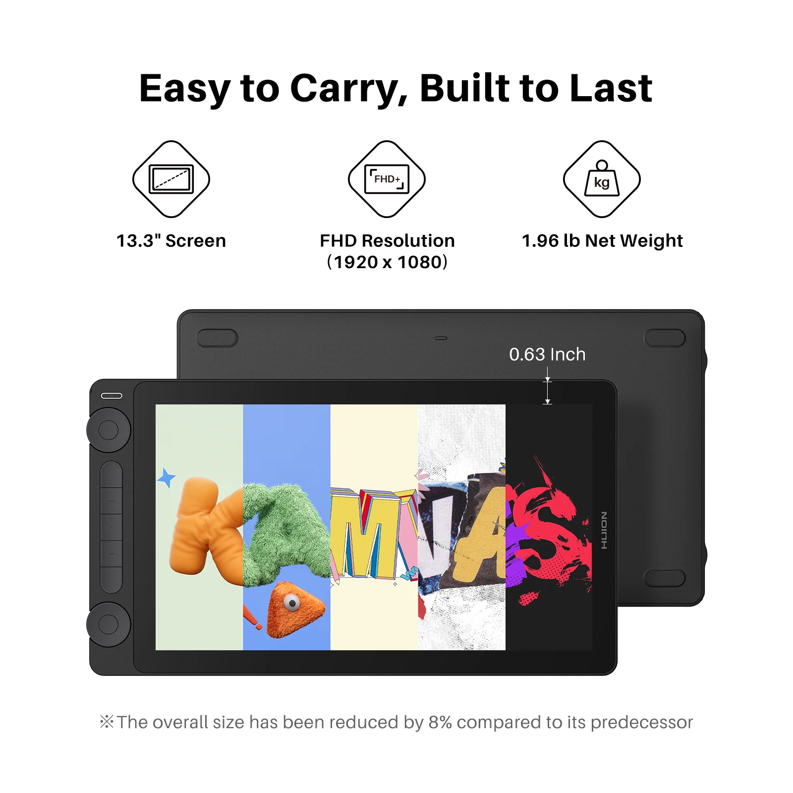 Фото Портативный графический дисплей Huion Kamvas 13 (3-го поколения), 13,3-дюймовое FHD-стекло с защитой от бликов, 16384 уровней нажатия, для цифрового искусства и дизайна №5