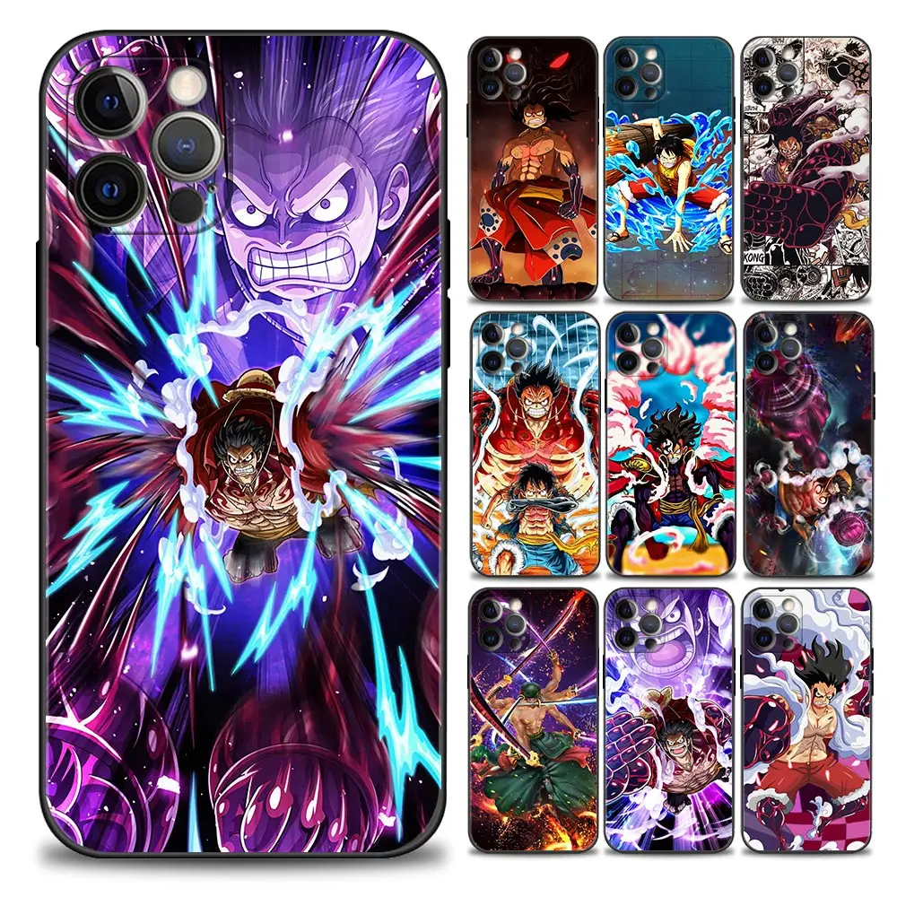 

Anime One Piece D Luffy Phone Case for iPhone 11 12 13 Pro Max 7 8 SE XR XS Max 5 5s 6 6s Plus Black Soft Silicone