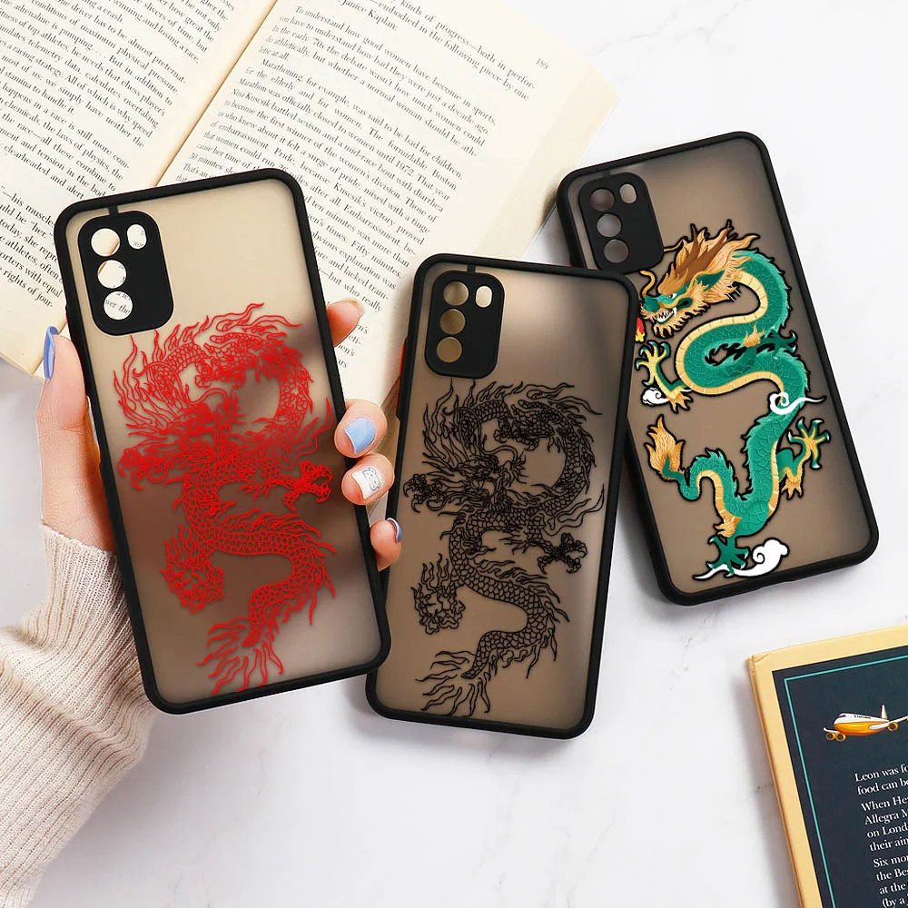 

Poco F3 Case Dragon Phone Case For Xiaomi Poco f4 GT X4 X3 M4 M3 M2 Pro C31 Fundas Mi 11i 11X Pro Fashion Animal Hard PC Cover