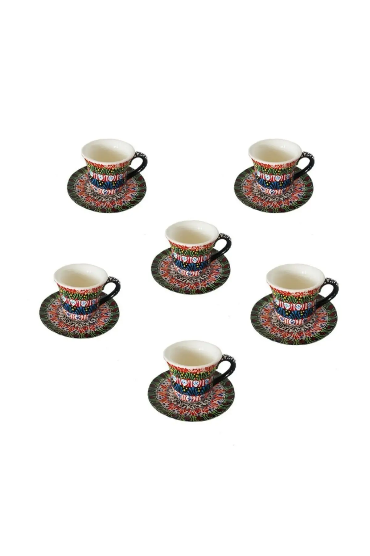 

Amazing Turkish Greek Arabic Coffee & Espresso Cup Set Ceramic Cup Set 6 Psc.
