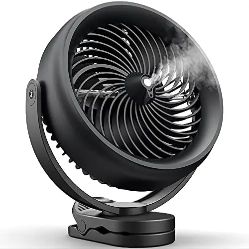 

10000mAh Battery Operated Misting Fan with Clip, 8-Inch Mist Fan for Desk, Detachable Battery, 3 Speeds, 2 Mist Modes with 200ml