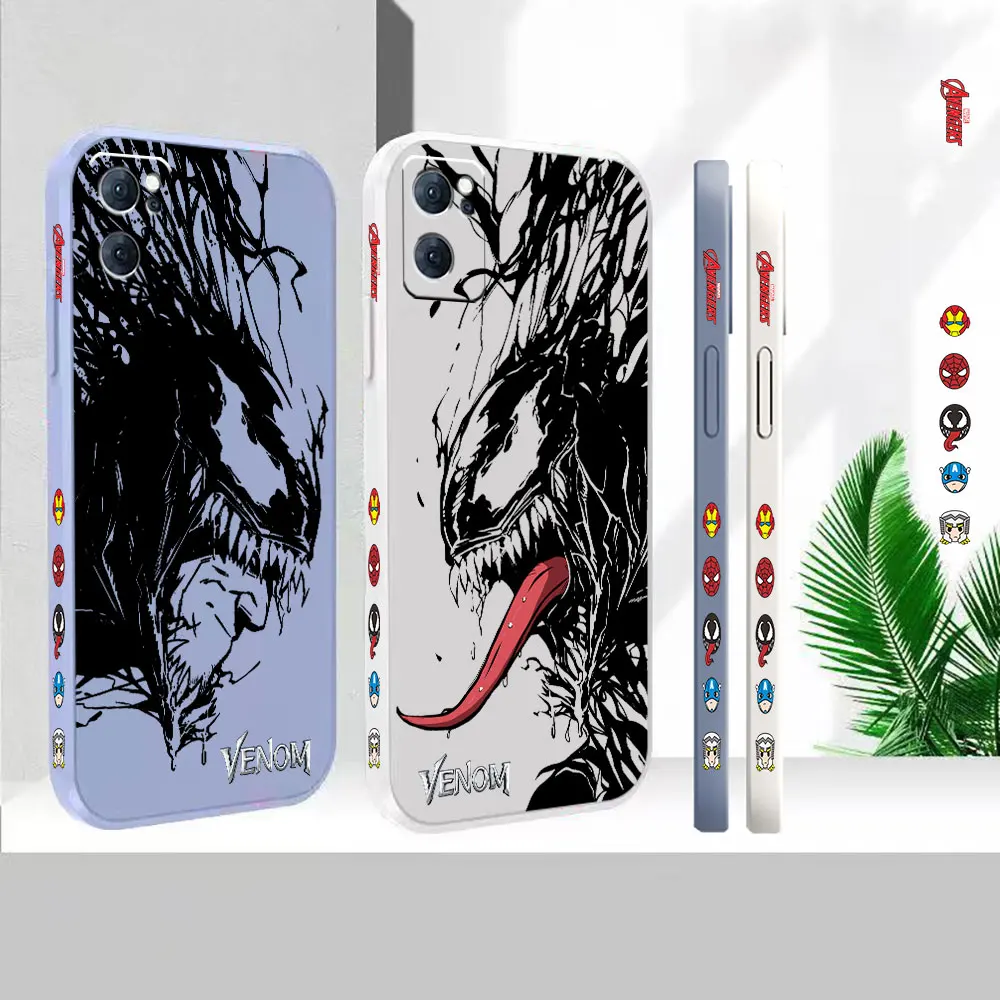 

Liquid Silicone Case For Oppo Reno 9 8 7 7SE 6 5 4 4SE 3 Pro Plus 4G 5G Cover Marvel Avengers Venom Comics Colour Fundas Cqoues
