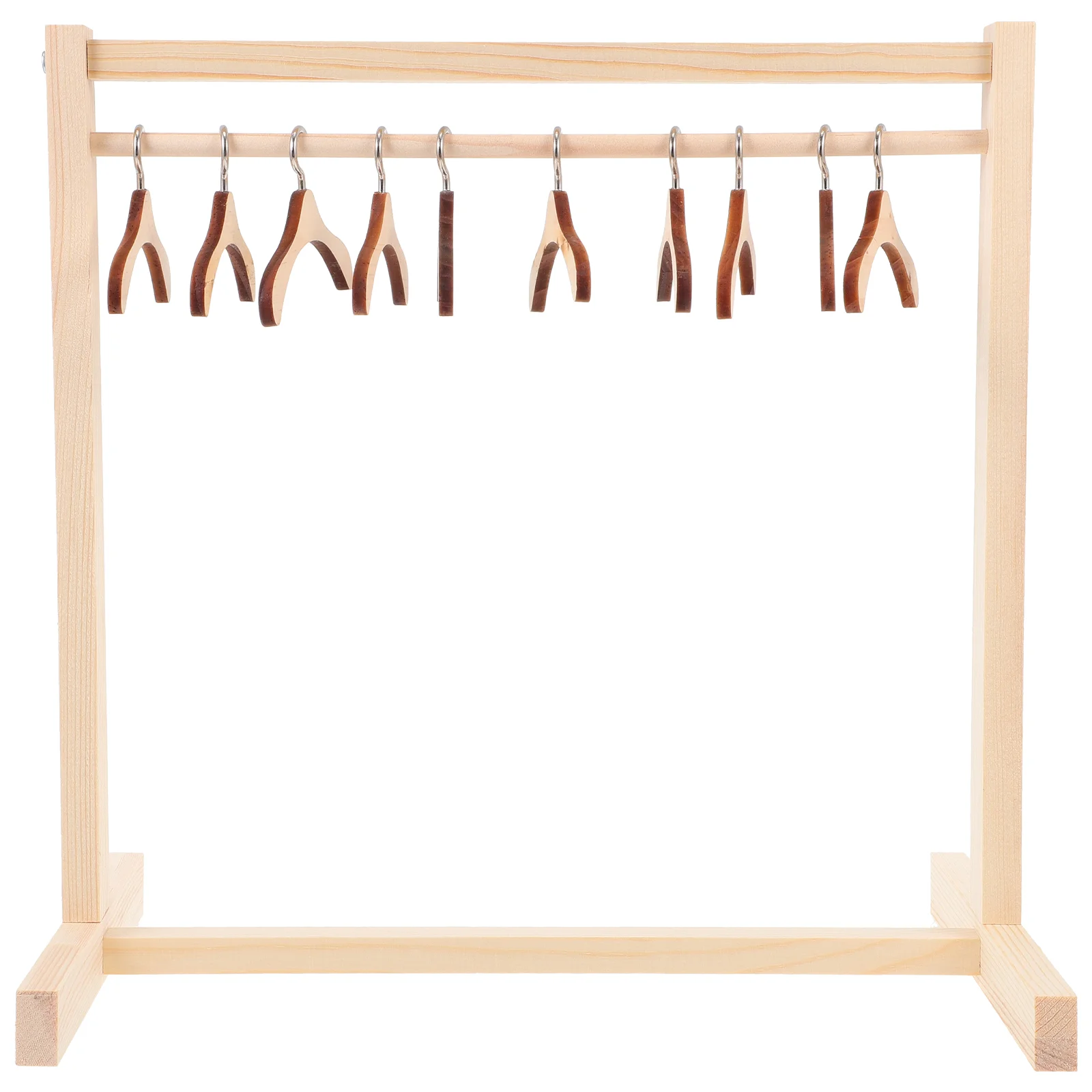 

Doll Garment Rack Wooden Dolls Clothes Hanger Doll Closet Mini Doll Clothes Hangers Doll Wardrobe Furniture Accessories