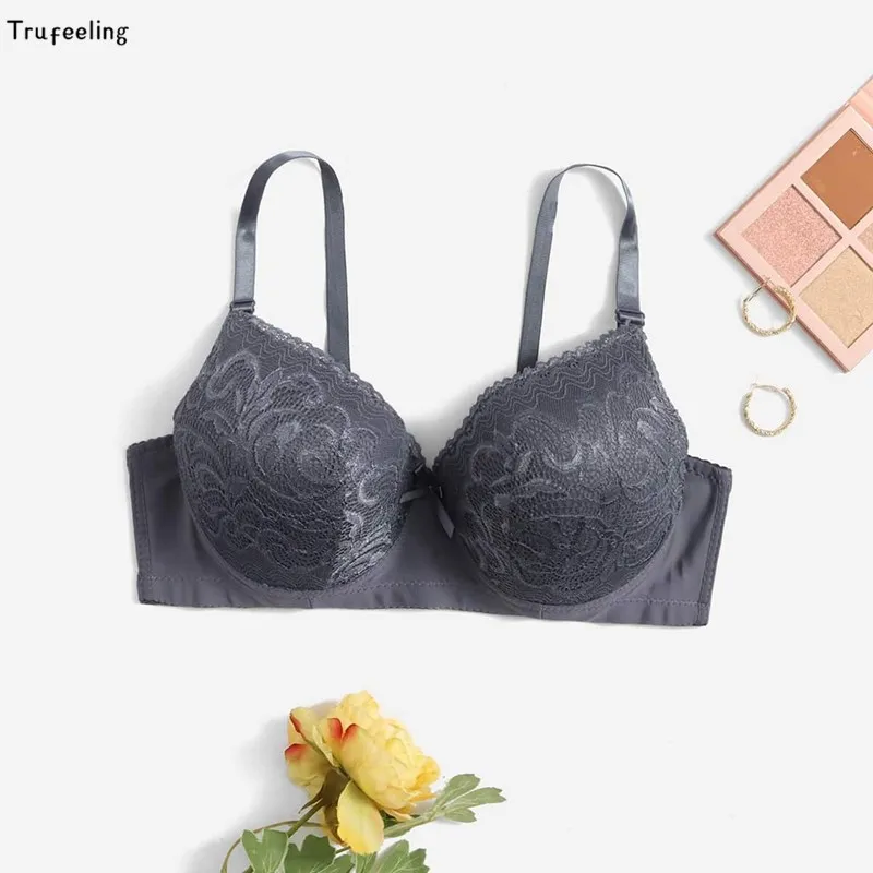 

Trufeeling Push Up Brassiere Lace Plus Size Bra Women Underwear Bralette Crop Sexy Female Bra Large Female 42-48 D cup