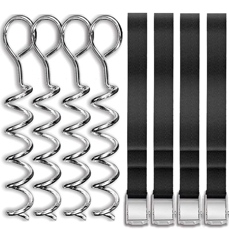 

New-Trampoline Stakes Anchors Galvanized Trampoline Anchors Trampoline Wind Stakes Heavy Duty Spiral Ground Anchor / 4 Pack