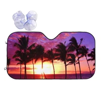 sunset fold up windshield sunshade 76x140cm sea beach scenery aluminium foil car sunshade uv protector
