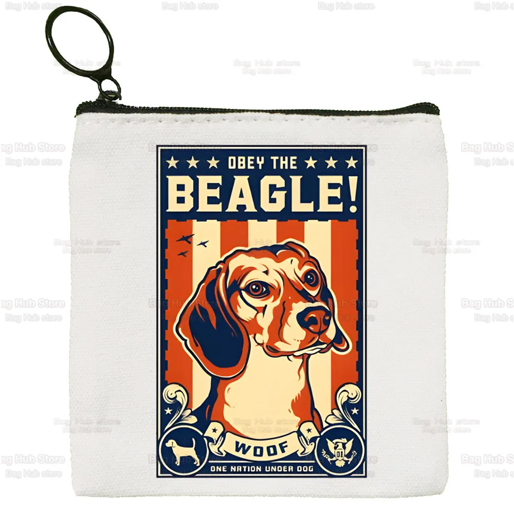 Beagle Cartoon Coin Purse Female Fabric Bagel Dog Cute Small Purse Mini Clutch Bag Cute Canvas Key Case Coin Purse