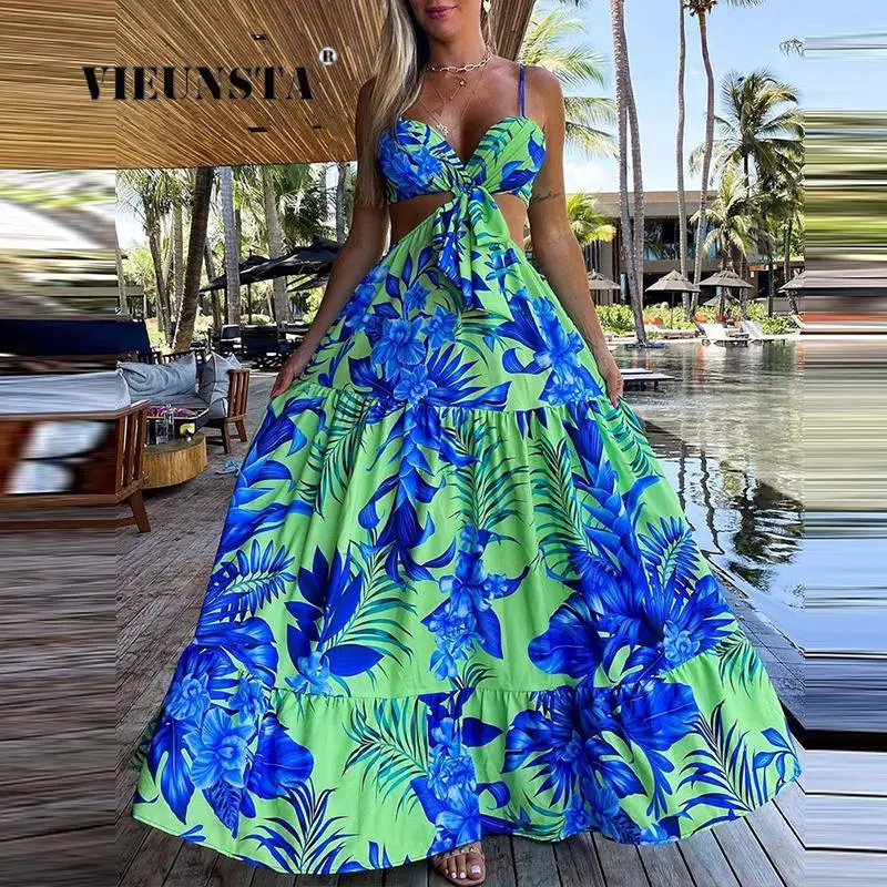 

Женское длинное платье на бретелях-спагетти, с открытой спиной