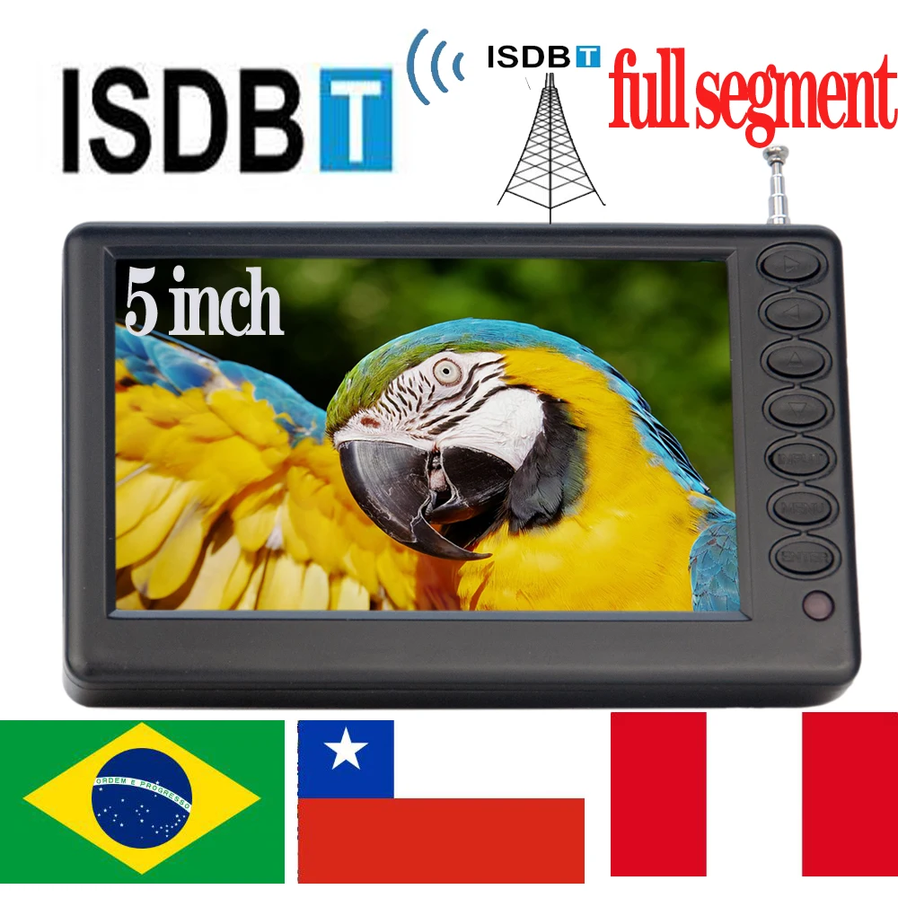 LEADSTAR Rechargeable 5 Inch ISDB T Portable Mini Digital Tv With Full Segment ATSC DVB T2 Decoder Battery Pocket Tv Isdbt D5