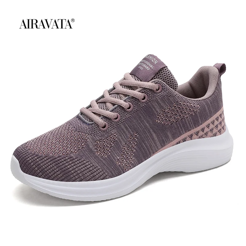 AIRAVATA Sneakers Woman Running Shoe Mesh Breathable Mesh Flat Casual Outdoor Walking Shoes zapatillas deportivas mujer