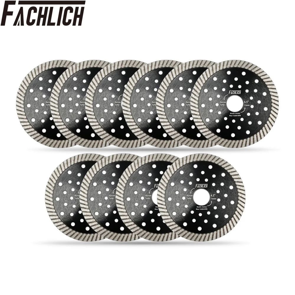 FACHLICH 10pcs/Set Professional Diamond Turbo Saw Blade for Hard Stones Marble Granite Diameter 4