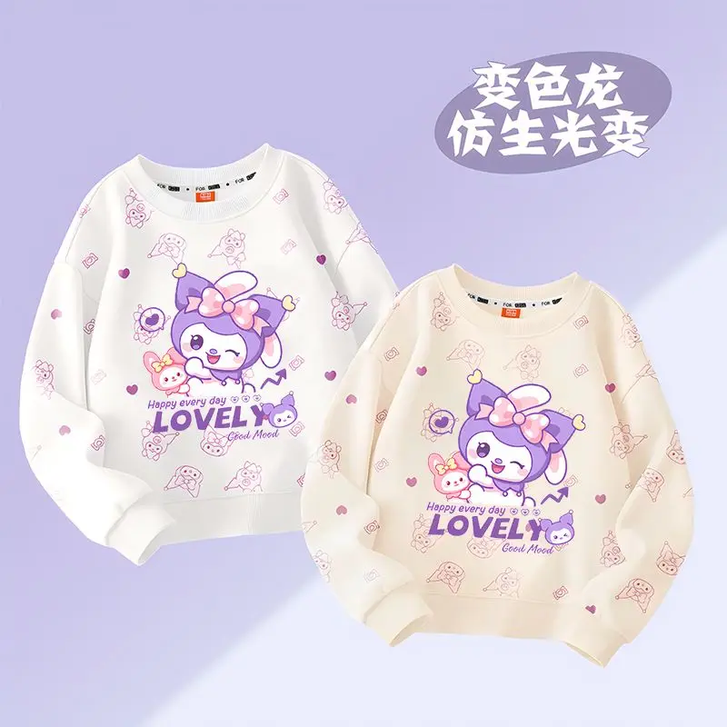 2024 Новая толстовка Sanrio Kawaii Kuromi с капюшоном Girl Heart Sweet Cute Cartoon My Melody Футболка