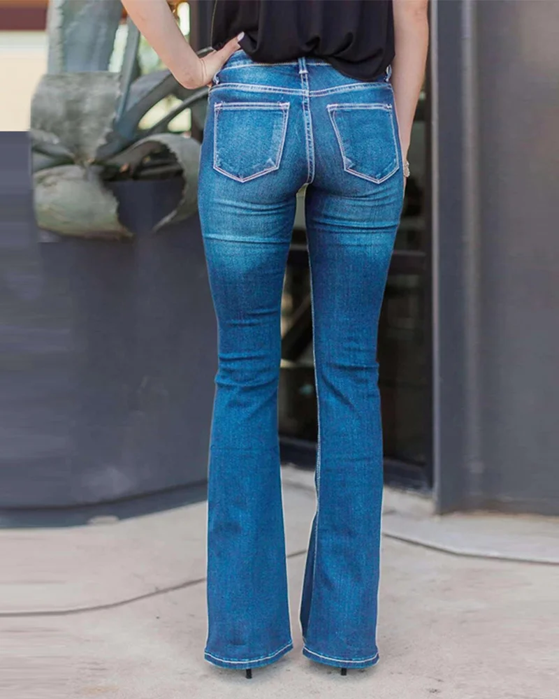 

Hot jeans,2023 Woman Fashion Slim High Waist Fitted Denim Trousers Vintage Flare Jeans Sexy Stretch Jeans Female Classic Jegging