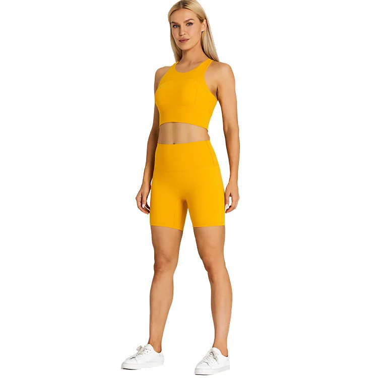 

2 Pcs/Set Women Sexy Yoga Sets Fitness Sports Suits Gym Clothes Breathable Bra Running Leggings Workout Set Shorts+Bras