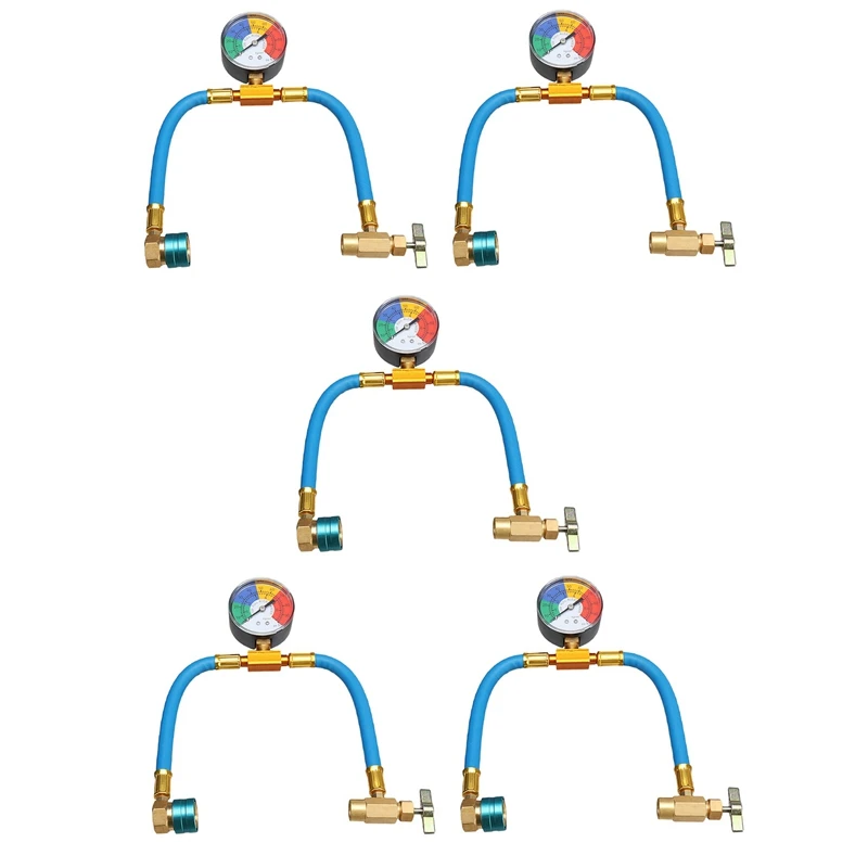 

5X R-1234YF A/C Service Charging Hose Coupler Recharge Refrigerant Can Taper With Gauge R1234YF Low Side Hose