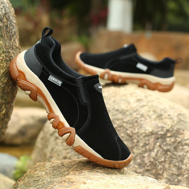 JIEMIAO New Breathable Men Hiking Shoes Outdoor Jungle Trail Trekking Sneakers Comfortable Slip-On Mountain Climbing Sports Shoe